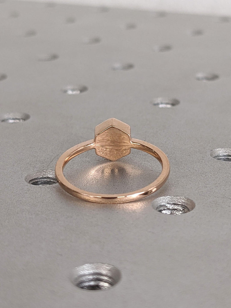 Round Morganite Unique Engagement Rings for Women | 14k Rose Gold Bezel Ring | Dainty Pink Gemstone Bridal Jewelry image #5