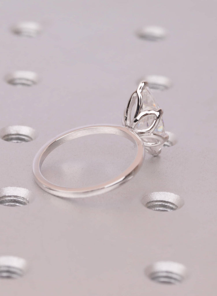 Marquise Moissanite Engagement Ring, Tulip Basket Nature Inspired 14k Gold Solitaire Ring for Women, Bridal Jewelry, Big Statement Ring image #5