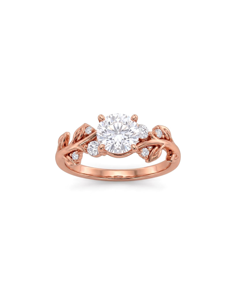 1CT IGI Certified Lab Diamond Ring, 14k Rose Gold Twig Engagement Ring, Handmade Jewelry image #3