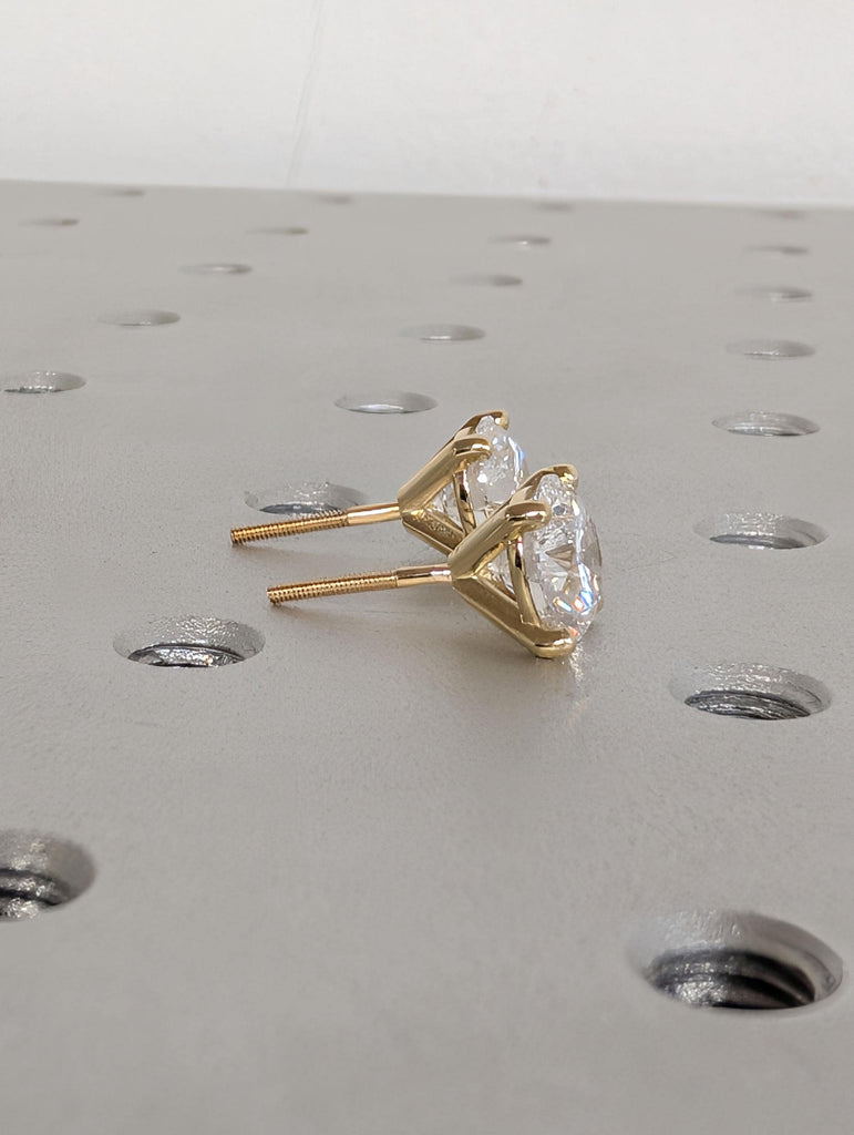 Lab Made Diamonds Bridal Stud Earrings | 14k Rose Gold Woman Solitaire Screw Back Earrings | Round Diamond Earrings Gift for Her image #8