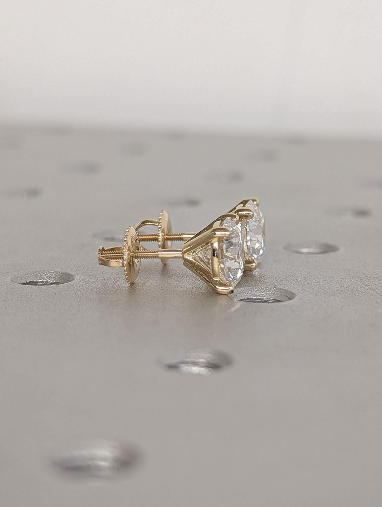Lab Made Diamonds Bridal Stud Earrings | 14k Rose Gold Woman Solitaire Screw Back Earrings | Round Diamond Earrings Gift for Her image #4