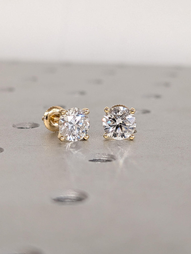 14k Rose Gold Round Diamond Earrings for Women | Martini Earrings Solitaire Screw Back Studs | Simple Jewelry Birthday Anniversary Gift image #2