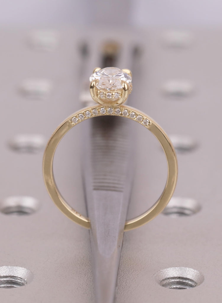 Hidden Halo 14K Yellow Gold Oval Cut  Lab Diamond Engagement Ring image #12