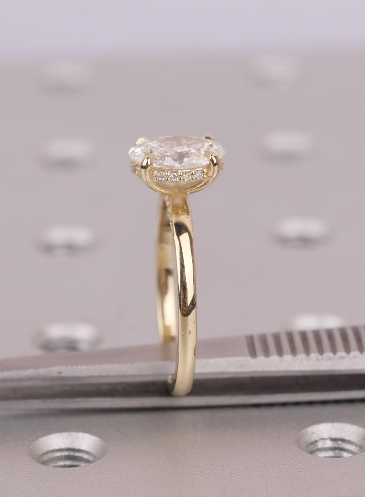 Hidden Halo 14K Yellow Gold Oval Cut  Lab Diamond Engagement Ring image #14