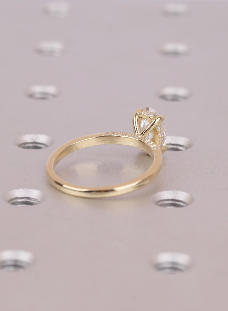 Hidden Halo 14K Yellow Gold Oval Cut  Lab Diamond Engagement Ring image #5
