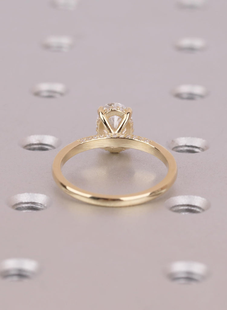 Hidden Halo 14K Yellow Gold Oval Cut  Lab Diamond Engagement Ring image #6