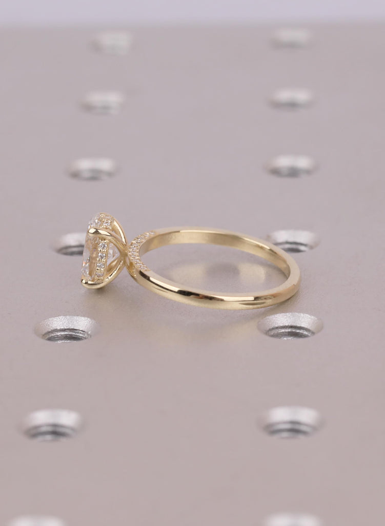 Hidden Halo 14K Yellow Gold Oval Cut  Lab Diamond Engagement Ring image #7