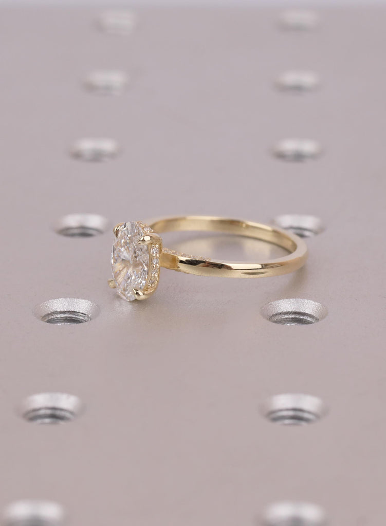 Hidden Halo 14K Yellow Gold Oval Cut  Lab Diamond Engagement Ring image #8