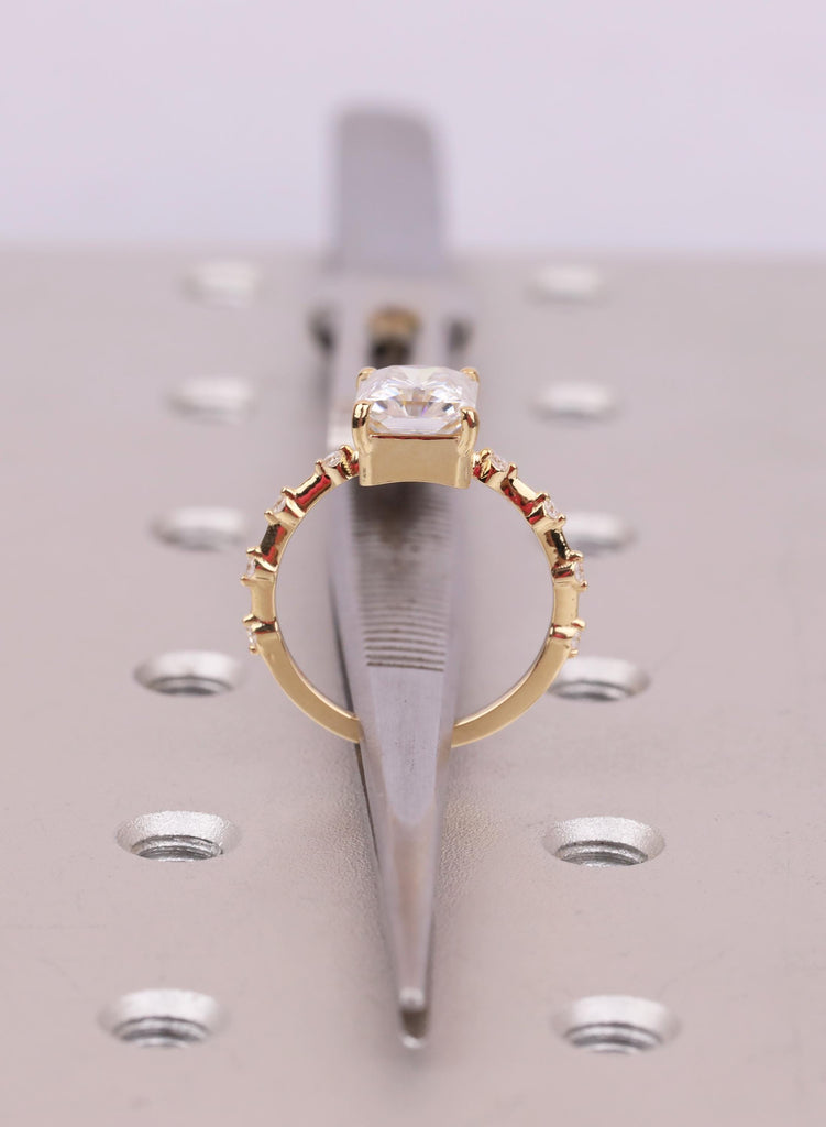 2.5 CT Radiant Cut VVS Lab Grown Diamond Engagement Ring, IGI Certified Radiant Diamond Ring, Round Side Stone Ring, Four Prong Setting image #13
