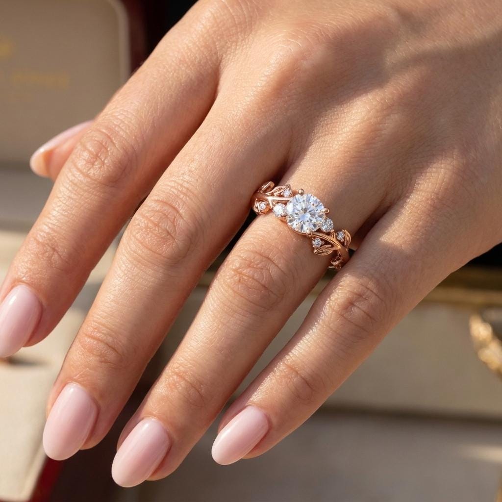 14k Rose Gold Round Lab Grown Diamond Engagement Ring