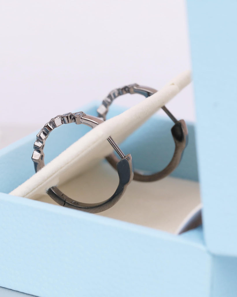 Huggie Hoop Earrings, 14k Solid Gold Aquamarine Earrings, Dangle Women's Earrings image #10