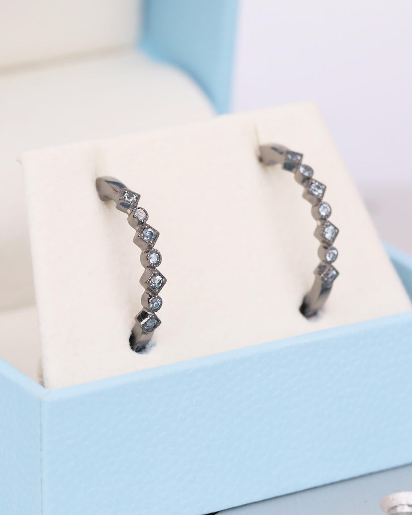 Huggie Hoop Earrings, 14k Solid Gold Aquamarine Earrings, Dangle Women's Earrings image #4