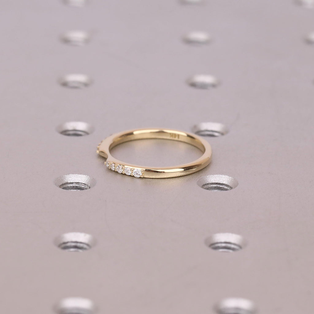 Dainty Diamond Wedding Bands For Women | 14k Yellow Gold Nesting Band Stacking Ring | Unique Bridal Jewelry Gift image #4