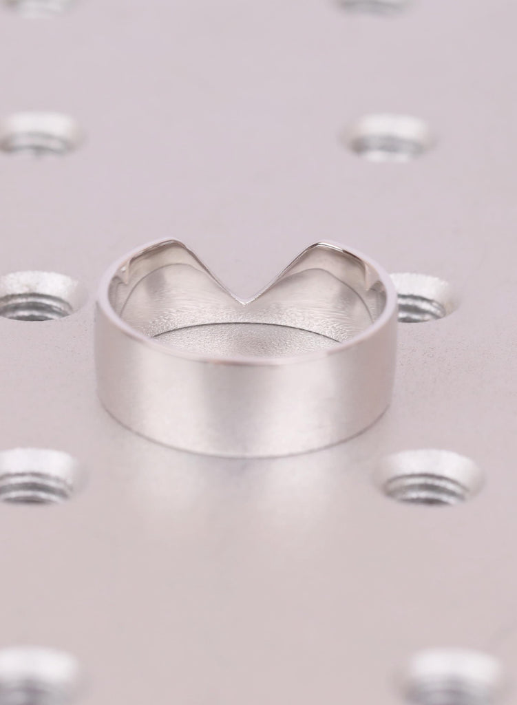 Polished Wedding Ring Band For Women, Smooth 7mm V Shape Ring Gift For Her image #6