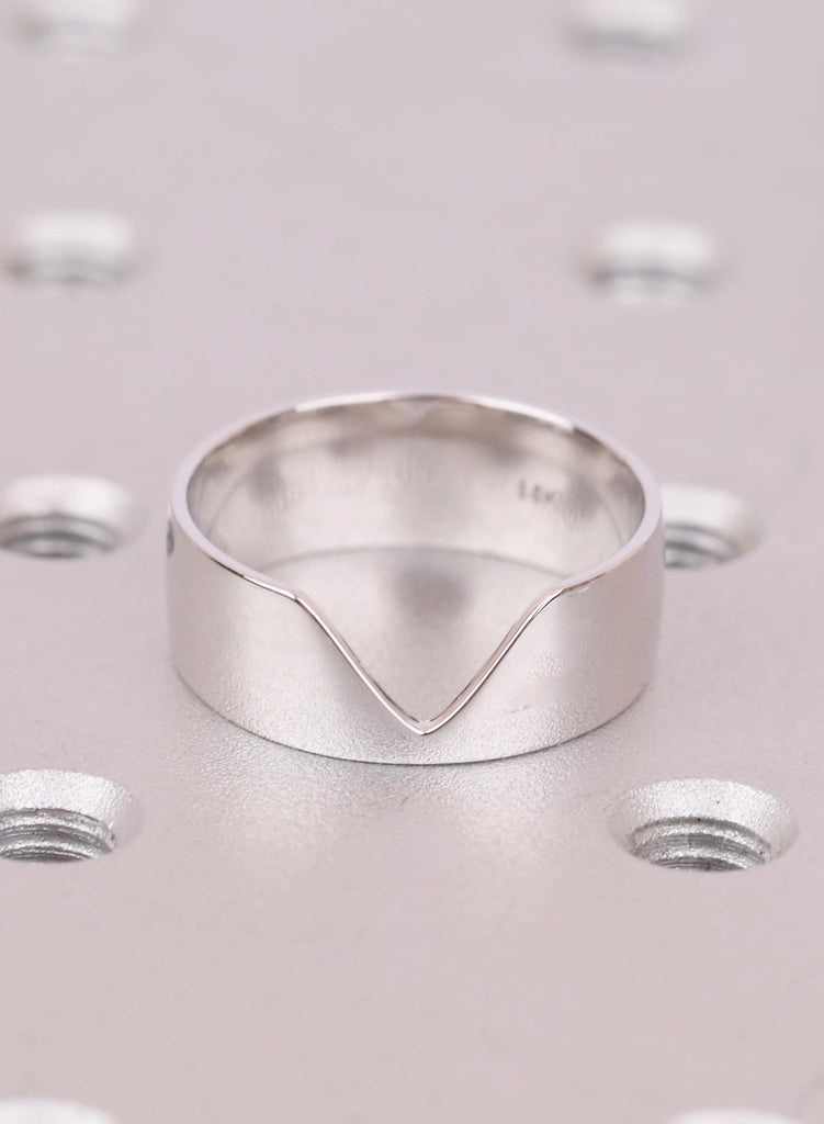 Polished Wedding Ring Band For Women, Smooth 7mm V Shape Ring Gift For Her image #7