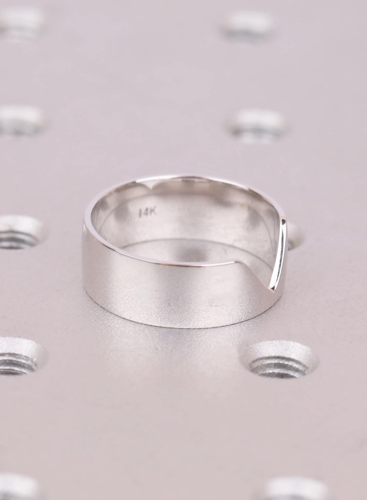 Polished Wedding Ring Band For Women, Smooth 7mm V Shape Ring Gift For Her image #9