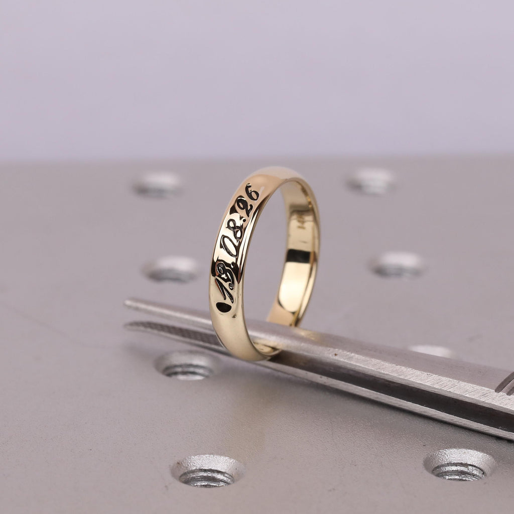 Personalized Band Ring | Solid Gold Rings for Women | Stackable Wedding Ring | Dainty Gold Ring | Engraved Ring Minimalist Jewelry Gift image #3