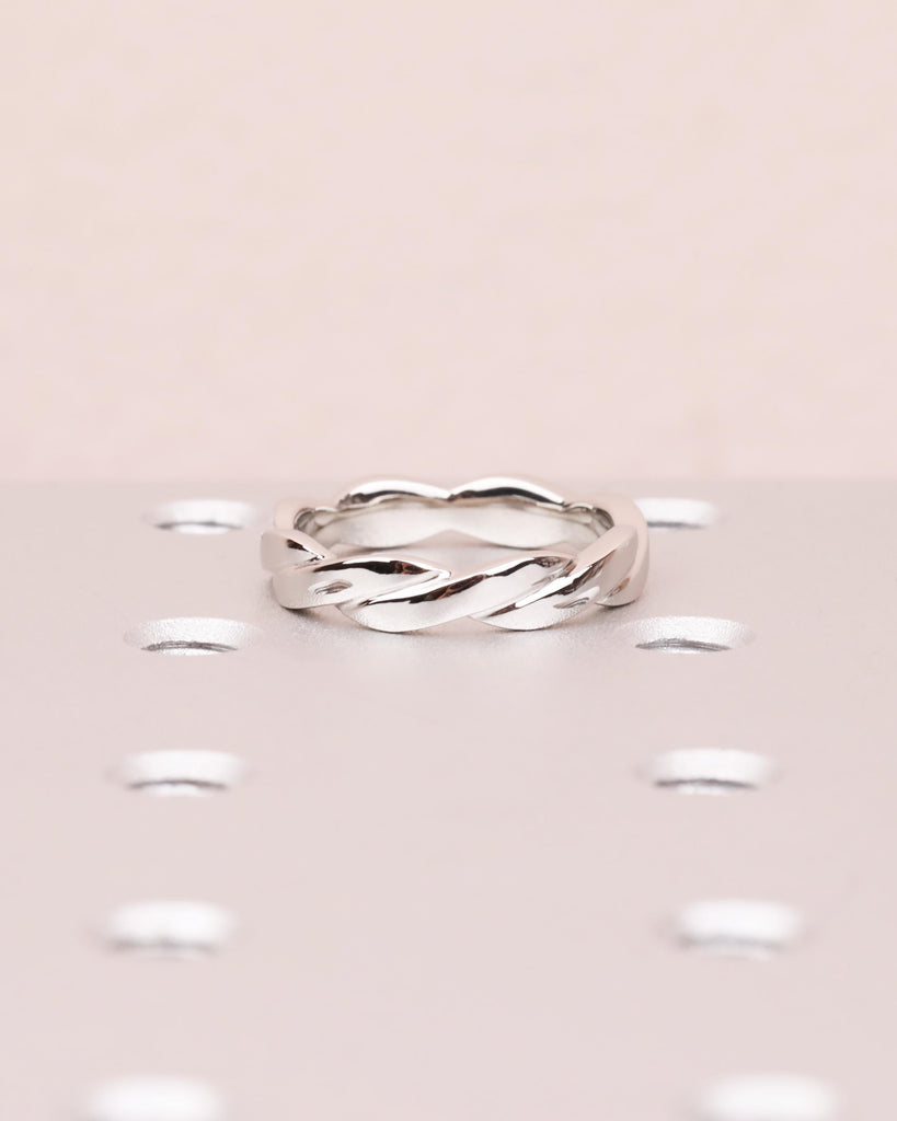 Braided Twist Ring, 4mm Wedding Band, Twisted Rope Wedding Ring, Dainty Stacking Ring, Platinum or 14K Solid Gold, Anniversary Gift for Her image #2
