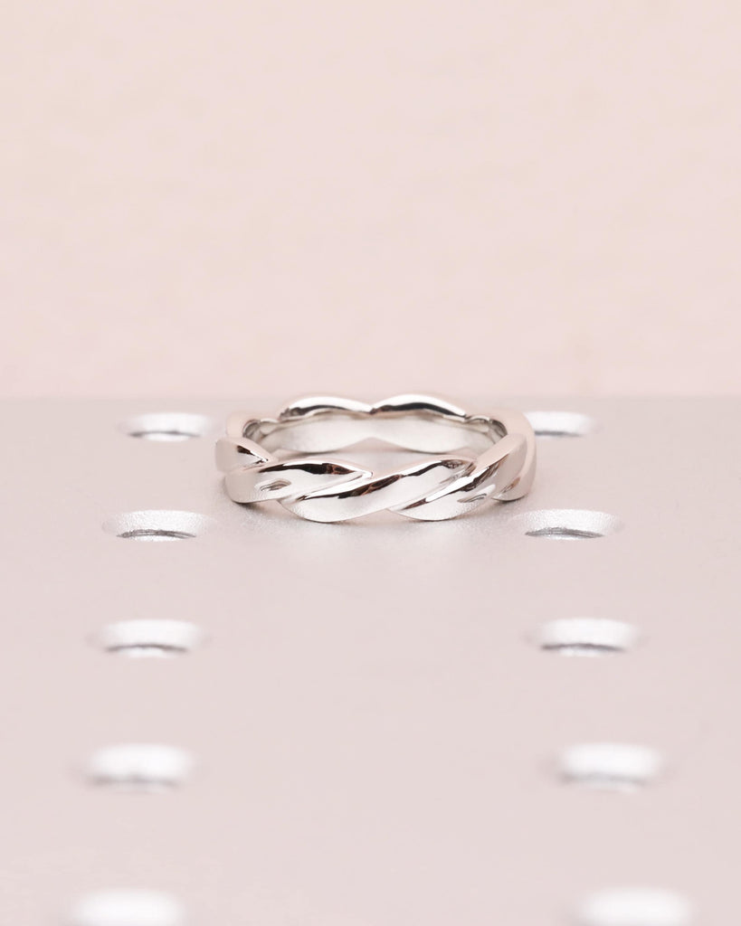 4mm Braided Wedding Ring, Infinity Twist Wedding Band, Twisted Rope Ring, Unique Statement Band, Platinum or 14K Solid Gold Stacking Ring image #1