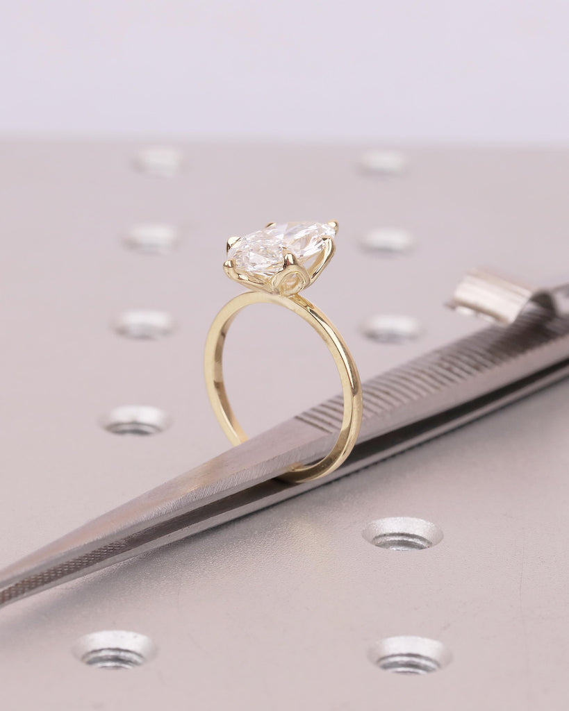 14k Solid Gold Moissanite Marquise Ring, Minimalist Engagement Ring, Anniversary Jewelry image #10