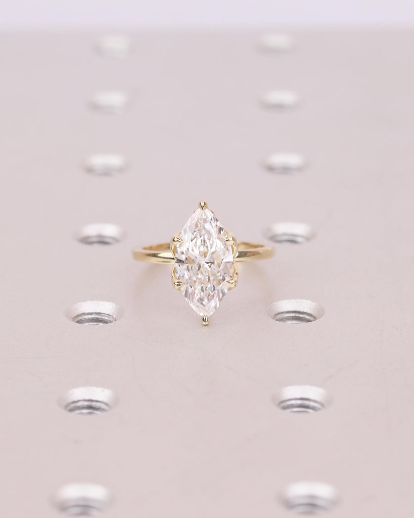 14k Solid Gold Moissanite Marquise Ring, Minimalist Engagement Ring, Anniversary Jewelry image #9
