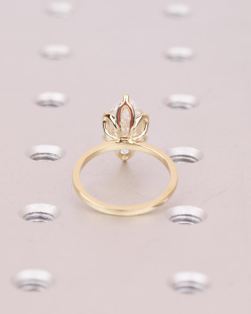 14k Solid Gold Moissanite Marquise Ring, Minimalist Engagement Ring, Anniversary Jewelry image #6
