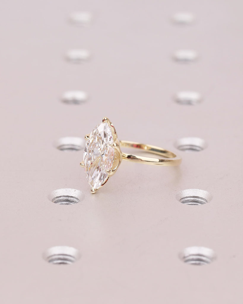 14k Solid Gold Moissanite Marquise Ring, Minimalist Engagement Ring, Anniversary Jewelry image #20