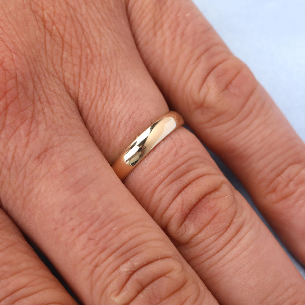 4mm Mens Gold Ring | Custom Handwriting Engraved Wedding Band | Anniversary Memorial Ring Birthday Gift For Him image #2