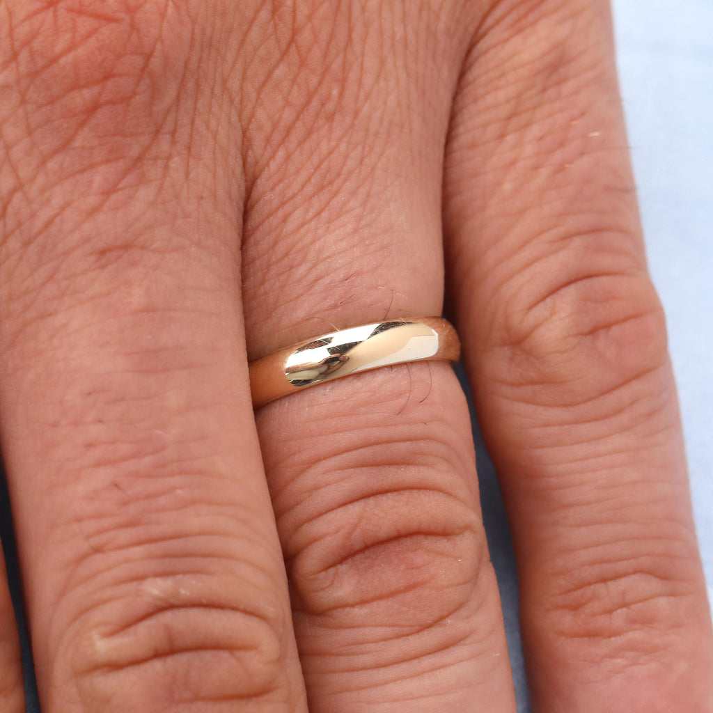 4mm Mens Gold Ring | Custom Handwriting Engraved Wedding Band | Anniversary Memorial Ring Birthday Gift For Him image #9