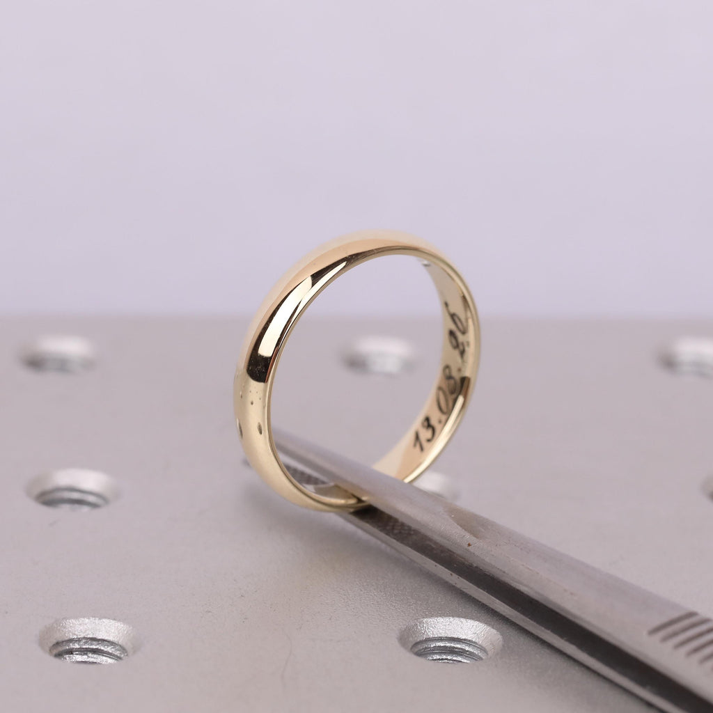 Custom Handwriting Engraved His & Hers Wedding Bands Set | 4mm Solid Gold Ring | Promise Couples Ring Anniversary Gift image #7