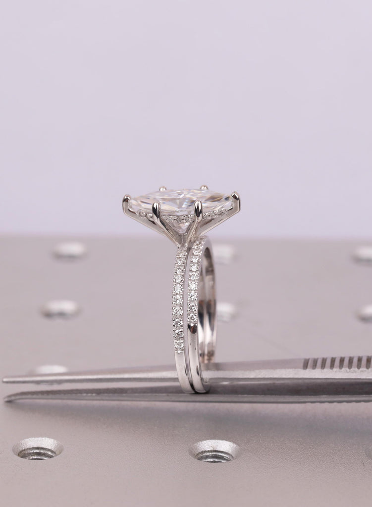 Marquise Cut Moissanite Bridal Set, Wedding Engagement Ring Set, 14K 18K Gold Jewelry image #11