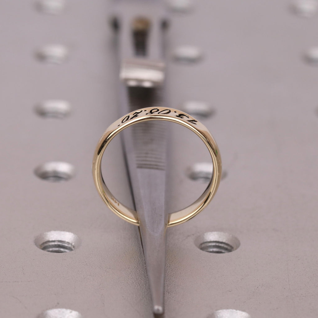 Custom Handwriting Engraved His & Hers Wedding Bands Set | 4mm Solid Gold Ring | Promise Couples Ring Anniversary Gift image #11
