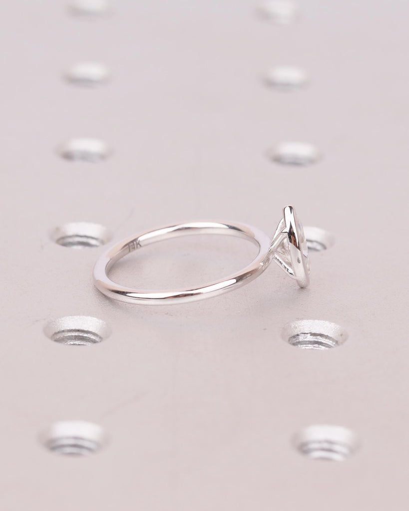 Marquise Moissanite Engagement Ring, Solitaire White Gold Ring, Dainty Promise Rings for Women, Unique Bezel Setting Ring, Bridal Jewelry image #11