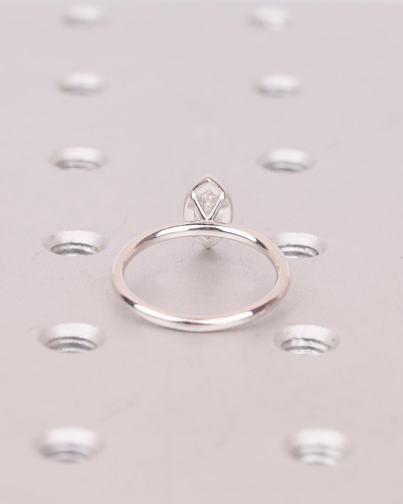 Lab Grown Diamond Marquise Ring, Bezel Engagement Ring, IGI Certified 14k White Gold Solitaire Wedding Rings for Women, Anniversary Jewelry image #6