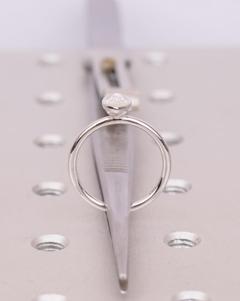 Marquise Moissanite Engagement Ring, Solitaire White Gold Ring, Dainty Promise Rings for Women, Unique Bezel Setting Ring, Bridal Jewelry image #7