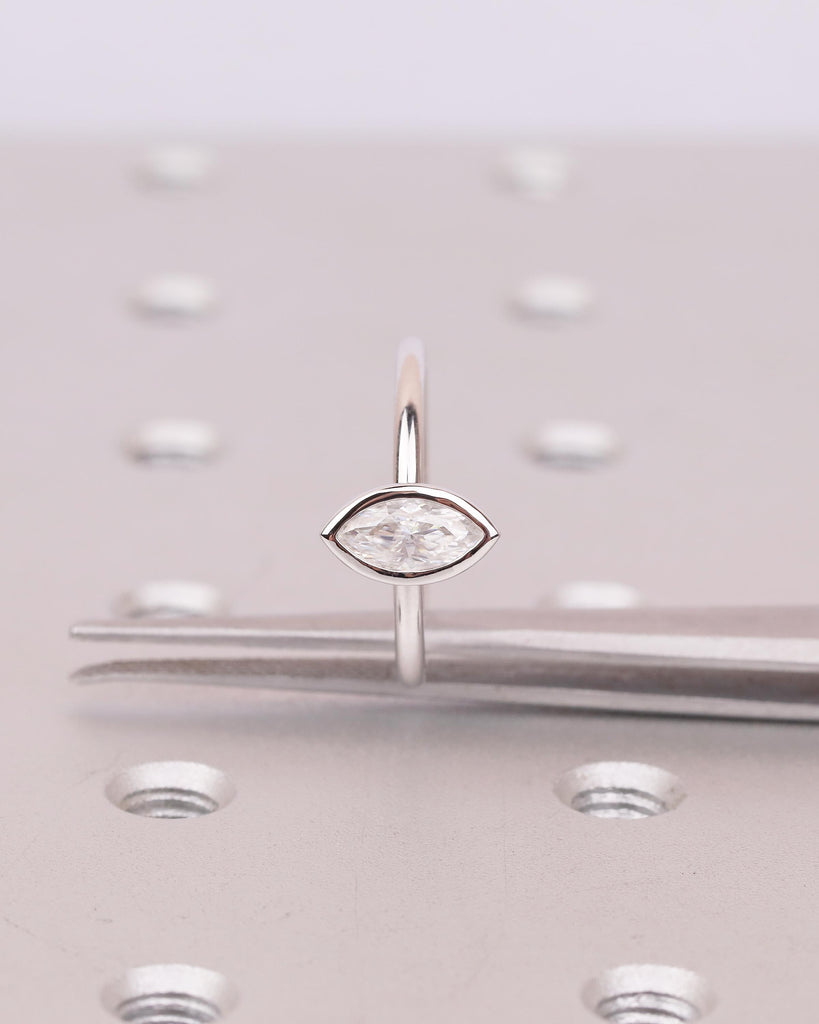 Lab Grown Diamond Marquise Ring, Bezel Engagement Ring, IGI Certified 14k White Gold Solitaire Wedding Rings for Women, Anniversary Jewelry image #10