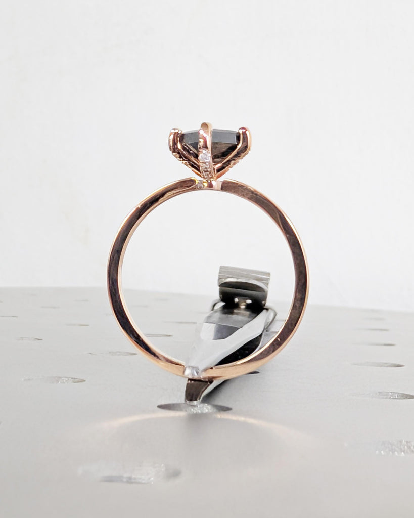 Kite Salt and Pepper Diamond Ring with Hidden Diamonds, Art Deco Rose Gold Promise Ring, Vintage Engagement Ring, Anniversary Gift image #10