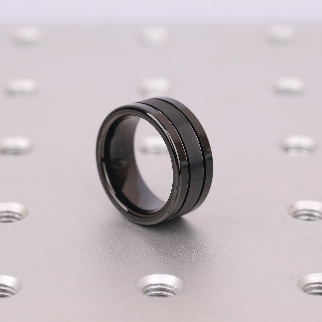Black Tungsten Mens Ring | 8mm Comfort Fit Male Wedding Bands | Gift for Him image #4