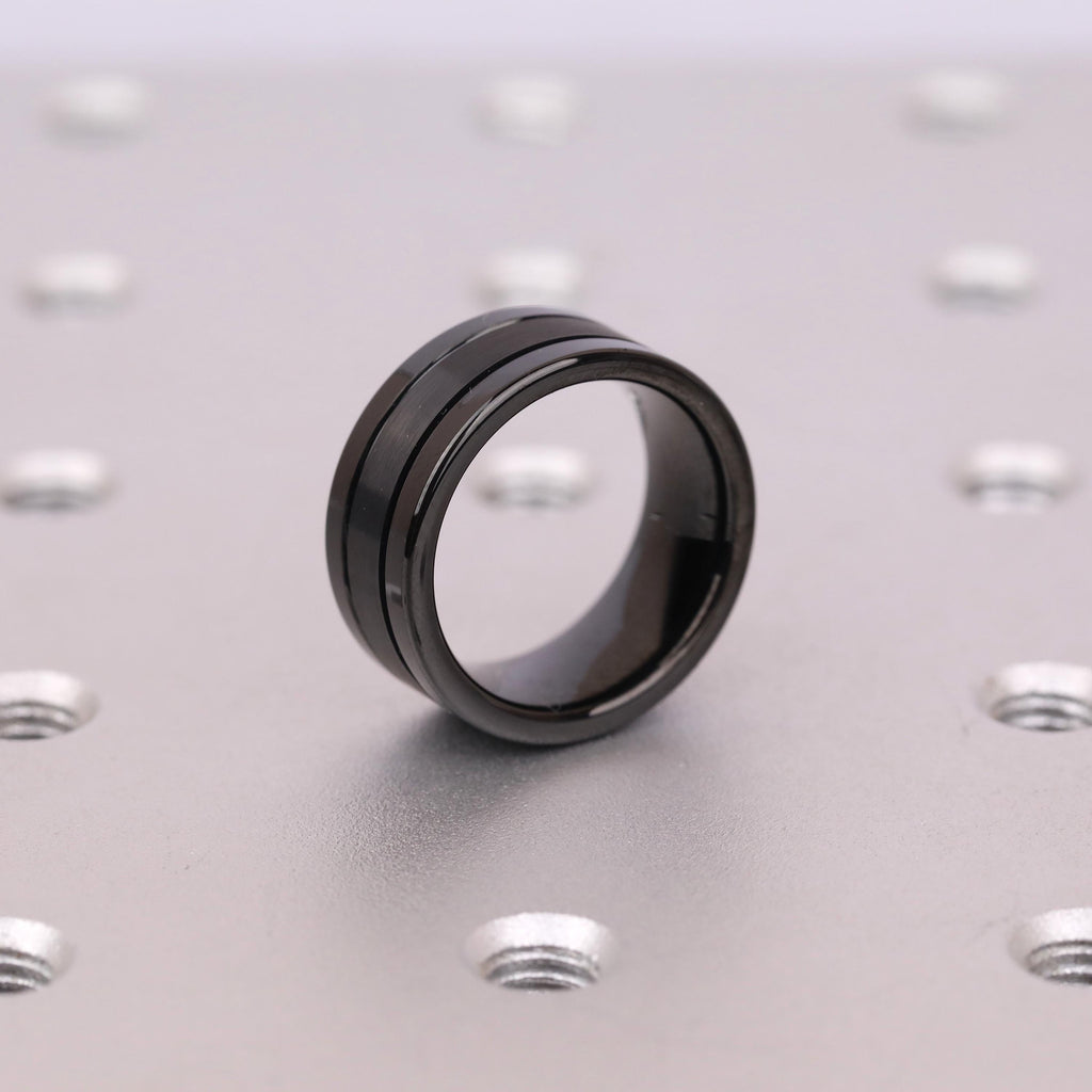 Black Tungsten Mens Ring | 8mm Comfort Fit Male Wedding Bands | Gift for Him image #2