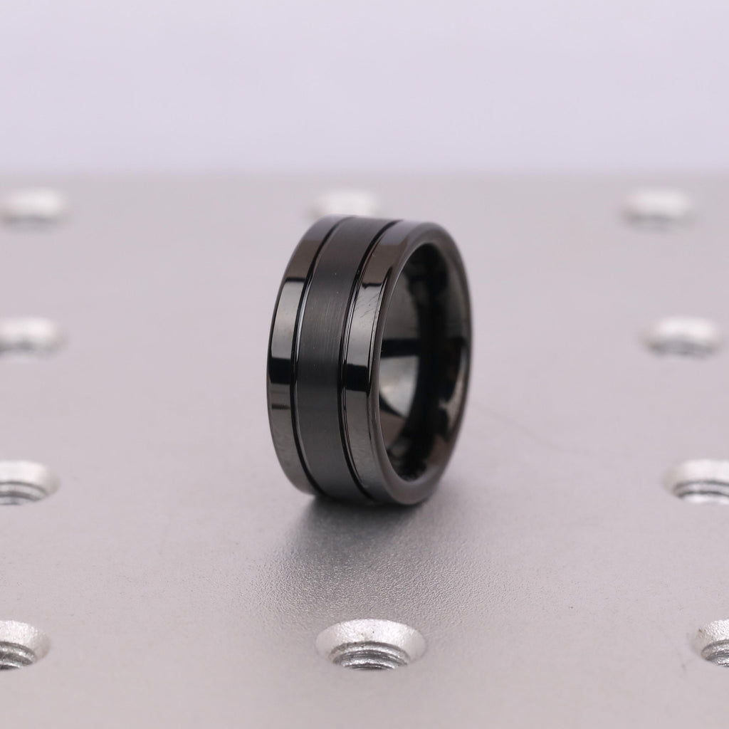 Black Tungsten Mens Ring | 8mm Comfort Fit Male Wedding Bands