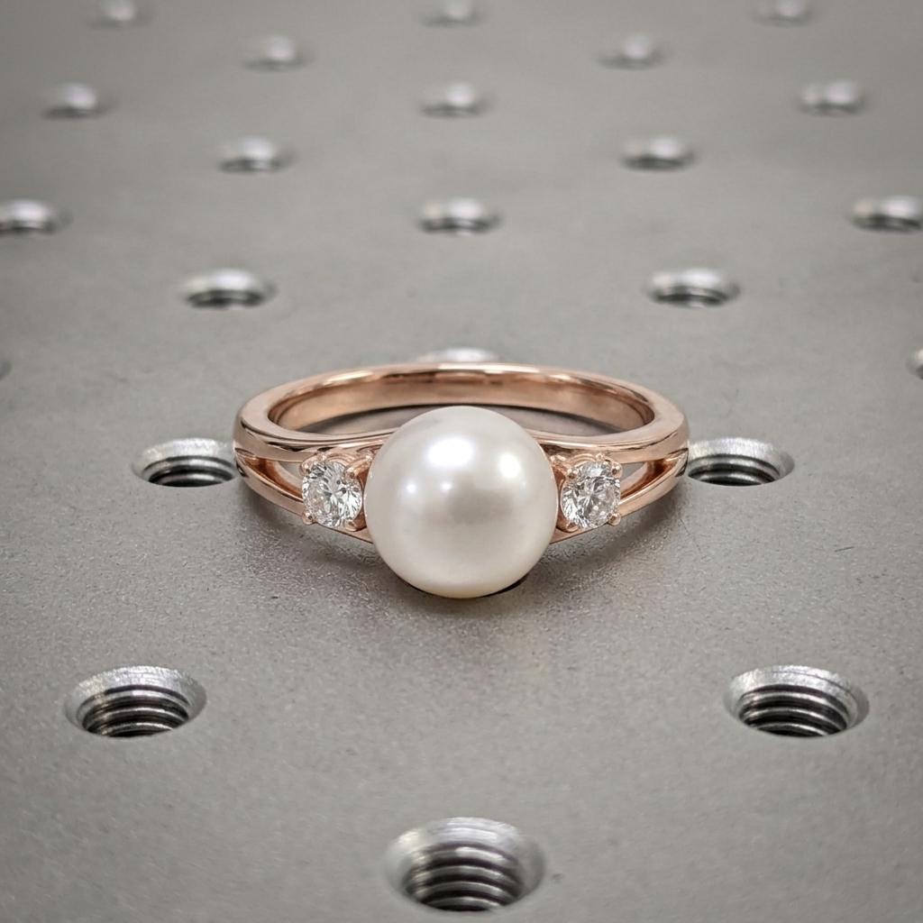 Pearl Wedding Ring Vintage Jewelry | 14k/18k Rose Gold Antique Engagement Ring | Three Stone Simple Promise Ring for Her