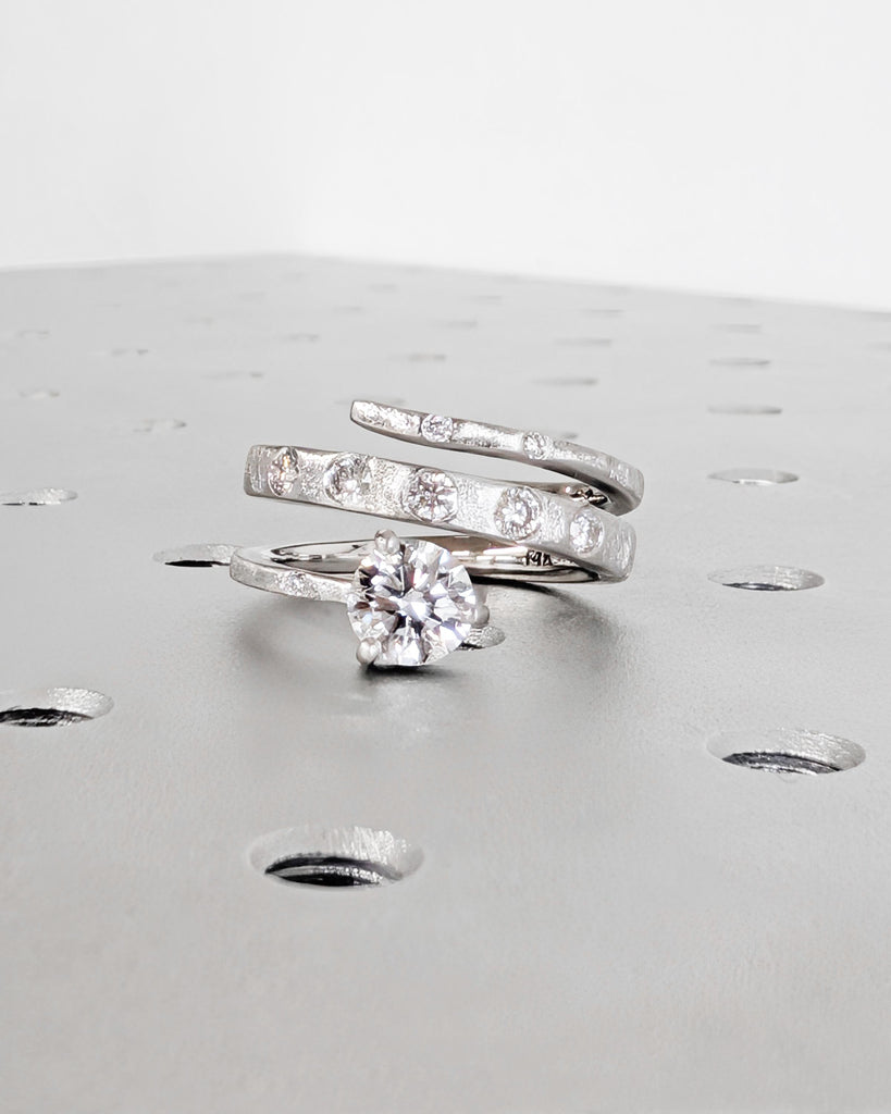 Lab Diamond Wrap Ring, 14k Gold Engagement Ring, Wrap Around Spiral Ring, Snake Ring, Flush Set Band, Statement Ring, Unique Gifts for Her