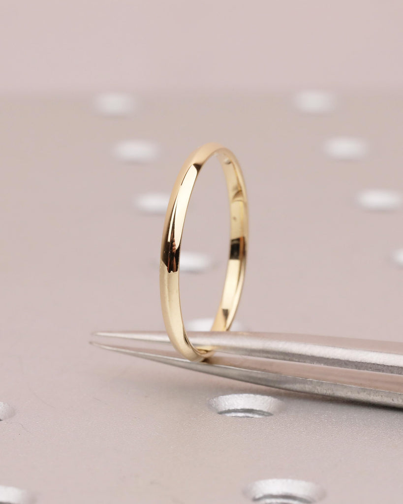 Minimalist Stackable Rings for Women, Dainty 18k Yellow Gold Wedding Band, Thin Knife Edge Matching Ring, Personalized Bridal Jewelry image #4