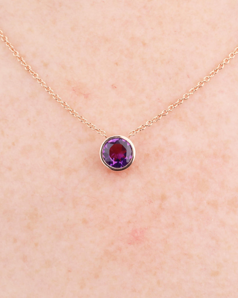 Solitaire 14k Rose Gold Necklace Pendant