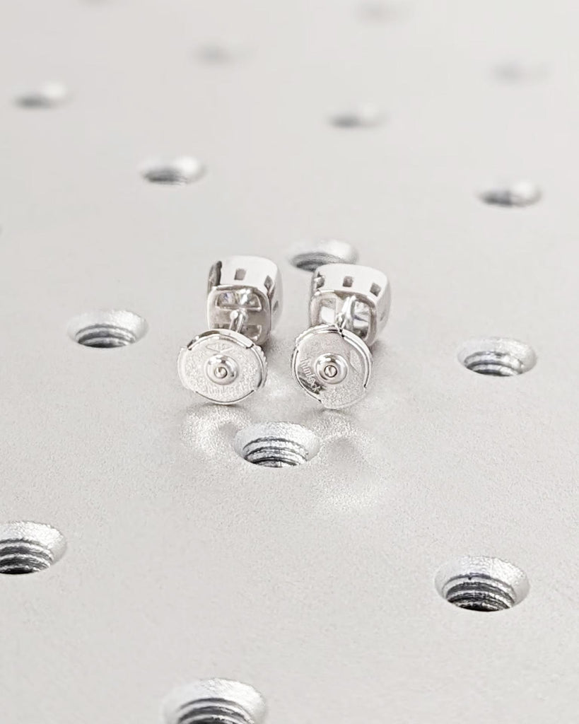 1CT Moissanite Stud Earrings: Cushion Cut Moissanite, Bezel Setting, 14k 18k Solid Gold, La Pousette or Alpha Backs, Classic Bridal Earrings image #4