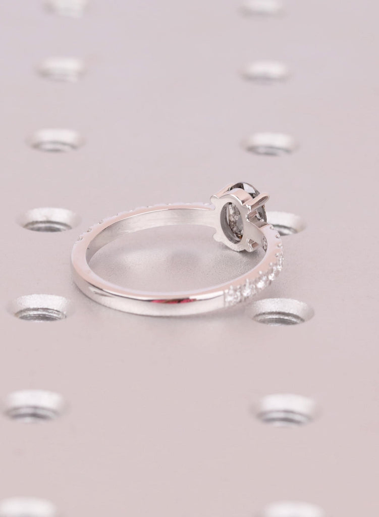 Oval Salt and Pepper Diamond Engagement Ring, 14K Gold, 1920's Vintage Raw Salt and Pepper Diamond Promise Ring, One-of-a-kind image #5