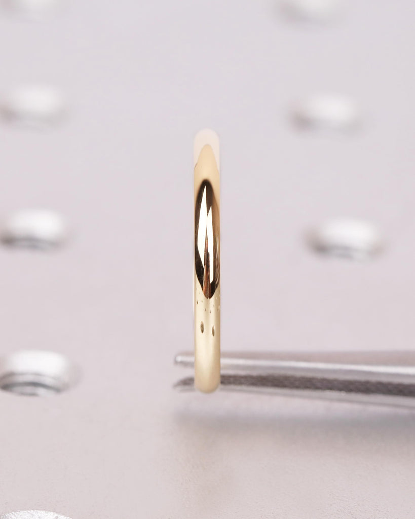 14k/18k Solid Gold Thin Wedding Band, 2mm Plain Gold Band, Polished Dome Ring, Comfort Fit, Minimalist Stacking Ring, Women's Wedding Band image #9