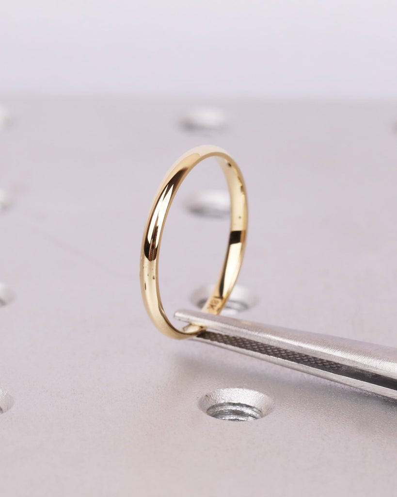 2mm Solid Gold Wedding Band for Women, Comfort Fit Polished Dome Wedding Band, Plain Stackable Ring, Simple Ring, 14k 18k Gold or Platinum