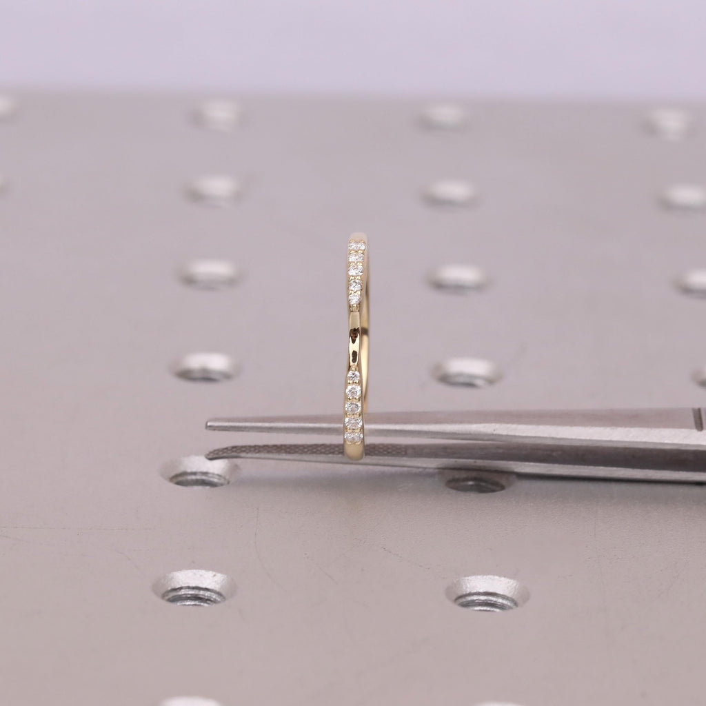 Dainty Diamond Wedding Bands For Women | 14k Yellow Gold Nesting Band Stacking Ring | Unique Bridal Jewelry Gift image #6