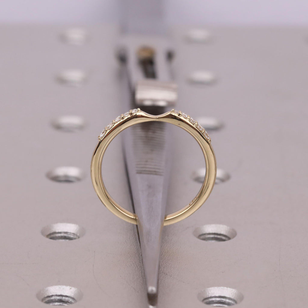 Dainty Diamond Wedding Bands For Women | 14k Yellow Gold Nesting Band Stacking Ring | Unique Bridal Jewelry Gift image #8